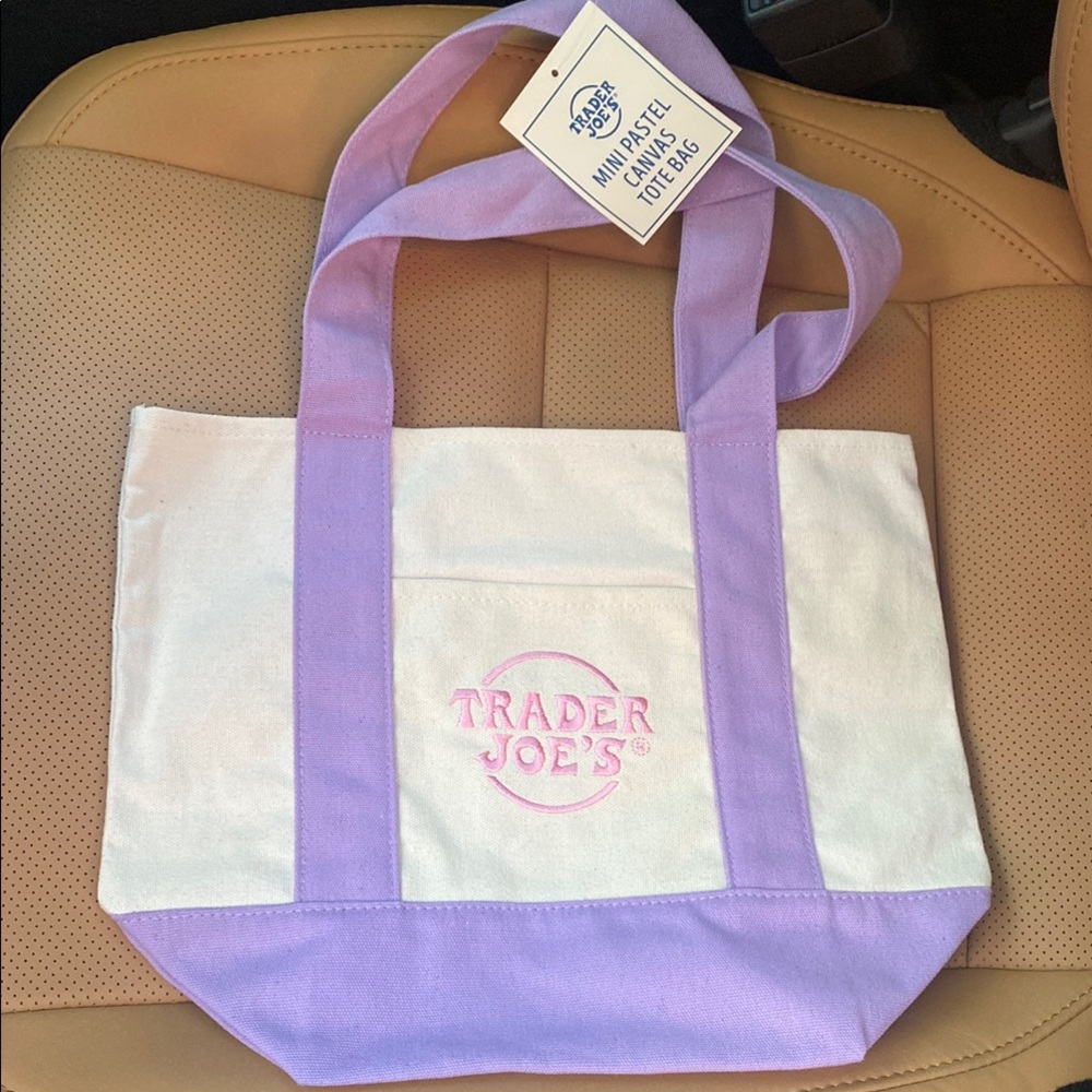 Trader Joe’s mini tote bag purple lavender